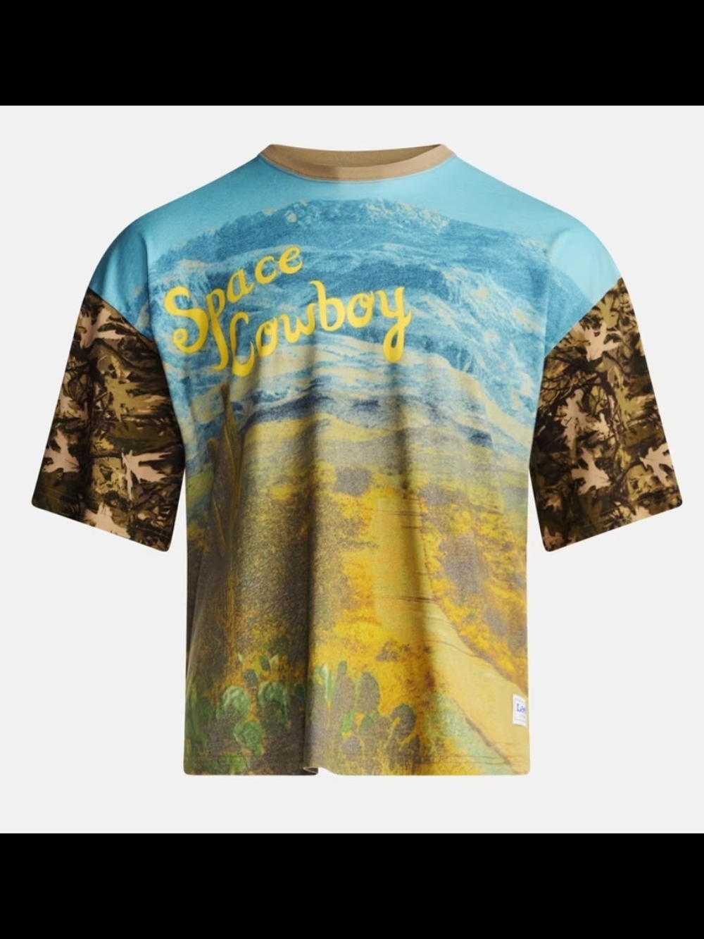 Space Cowboy Graphic Mens T-Shirt in Blue and Yellow